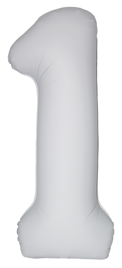 FM Шар (40''/102 см) Цифра, 1 Slim, Белый, Матовый, 1 шт. в уп.