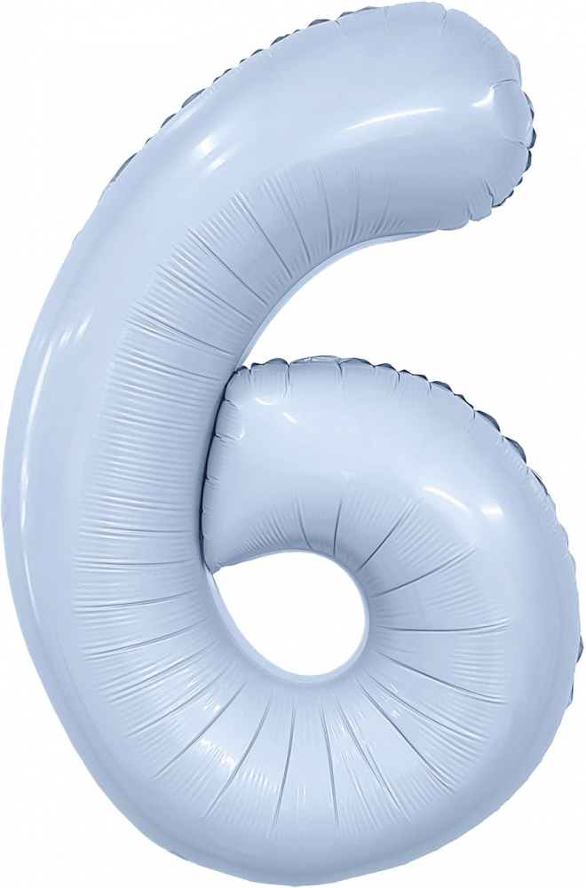Шар (40''/102 см) Цифра, 6 Slim, Небесный, 1 шт. в уп.