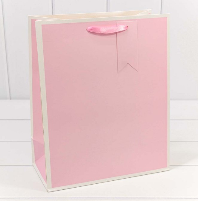Пакет  Однотонный в рамке , 26*32*13 см, 1 шт., Розовый