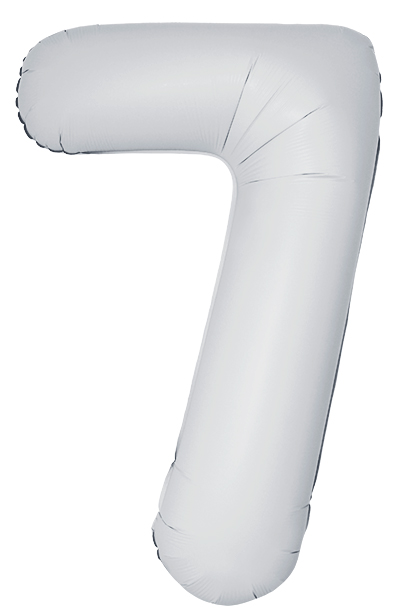 FM Шар (40''/102 см) Цифра, 7 Slim, Белый, Матовый, 1 шт. в уп.