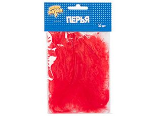 Перья декоративные Красные 10см 30шт/G