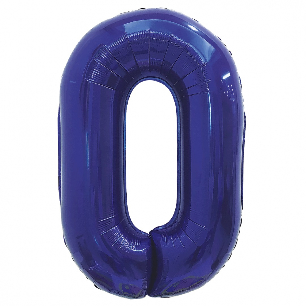 Шар (32''/81 см) Цифра, 0, Темно-синий, 1 шт. в уп