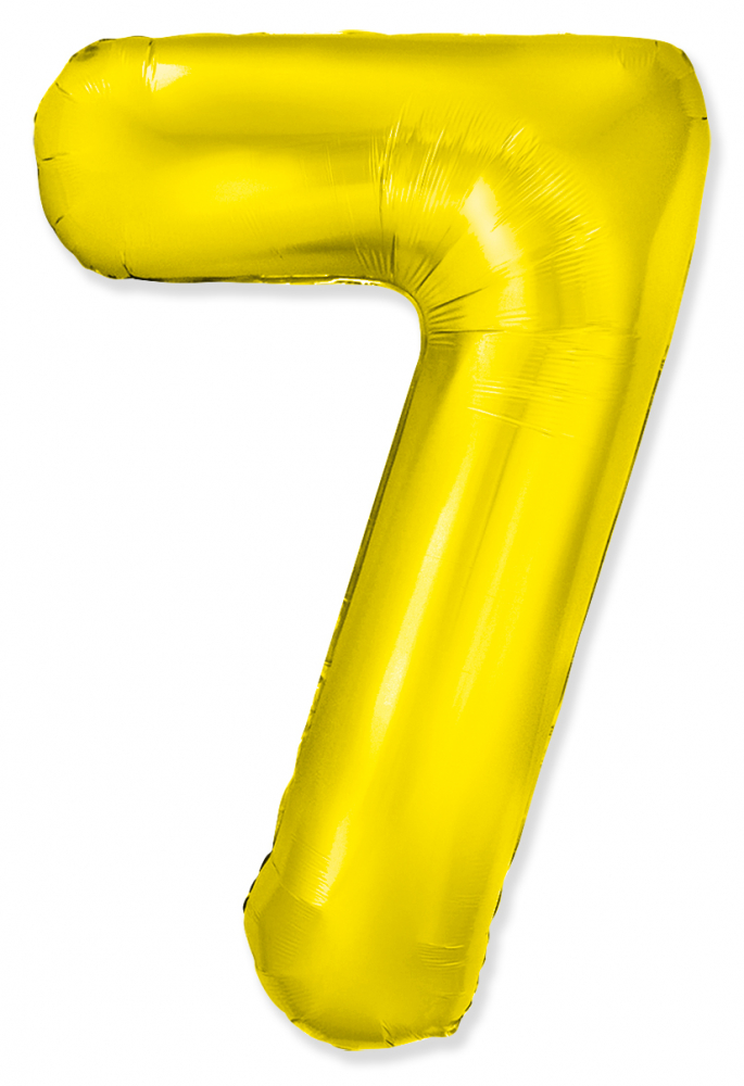 FM Шар (40''/102 см) Цифра, 7 Slim, Золото, 1 шт. в уп.