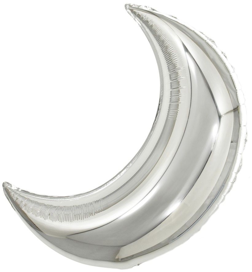 Шар с клапаном (10''/25 см) Мини-фигура, Полумесяц, Серебро, 1 шт.