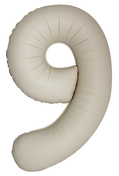 FM Шар (40''/102 см) Цифра, 9 Slim, Кремовый Латте, Матовый, 1 шт. в уп.