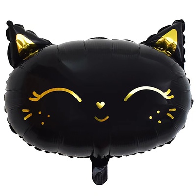 Шар (19''/48см) Фигура, Голова Кошка черная, в упак.
