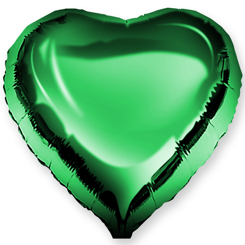 Шар (18''/46 см) Сердце, Зеленый, 1 шт., Китай
