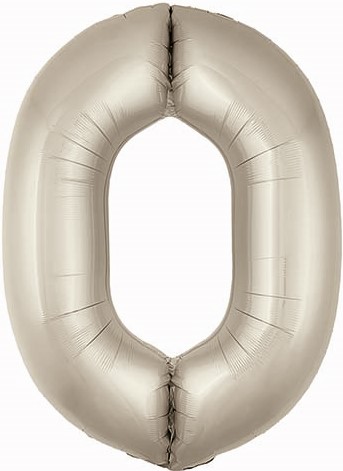 Шар (40''/102 см) Цифра, 0 Slim, Кремовый, Сатин, 1 шт.