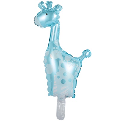 Шар с клапаном (14''/35см) Мини-фигура, Жираф голубой, 1 шт.