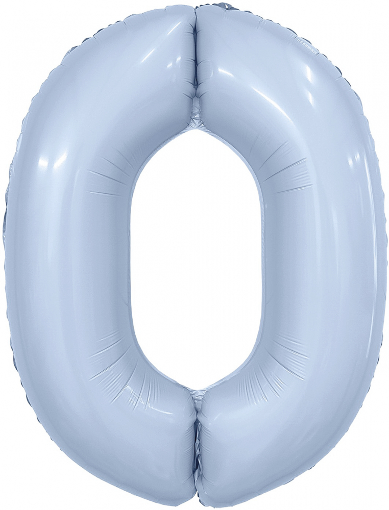 Шар (40''/102 см) Цифра, 0 Slim, Небесный, 1 шт. в уп.