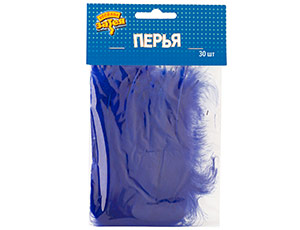 Перья декоративные Синие 10см 30шт/G