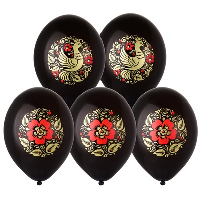 Шар с рис 14" Русский стиль Хохлома 2цв, BELBAL, / 25 шт. /