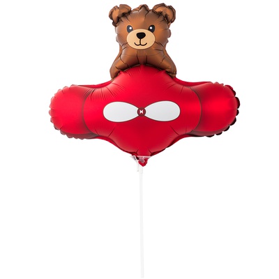 Шар с клапаном (15''/38 см) Мини-фигура, Мишка в самолете красном