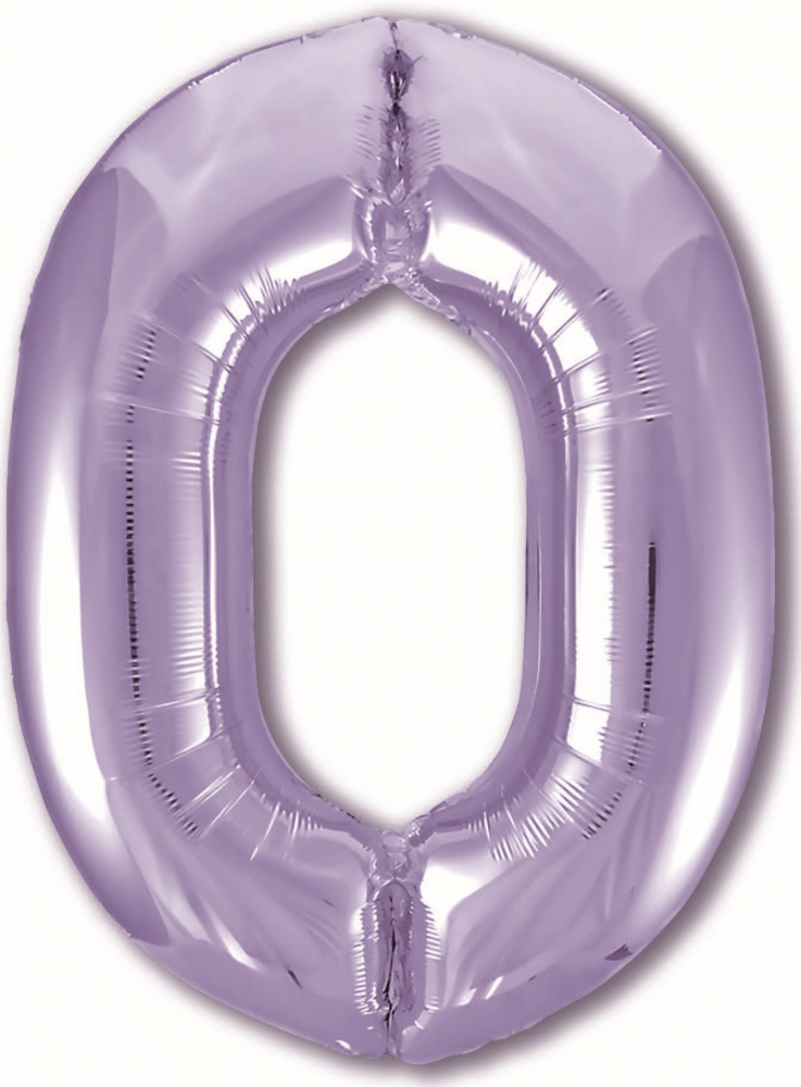 Шар (40''/102 см) Цифра, 0, Slim, Пастельный фиолетовый, в упаковке, Россия
