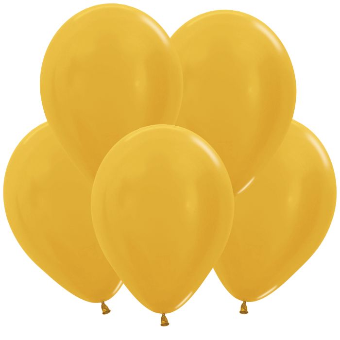 S Шар (5''/13 см), Золото яркое (570), металлик, 100 шт.