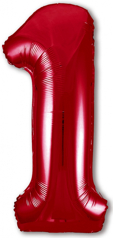 Шар (40''/102 см) Цифра, 1, Slim, Красный, в упаковке, Россия