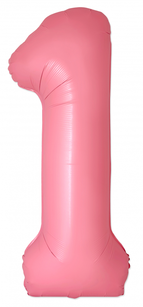 FM Шар (40''/102 см) Цифра, 1 Slim, Светло-розовый, Макарунс в уп.