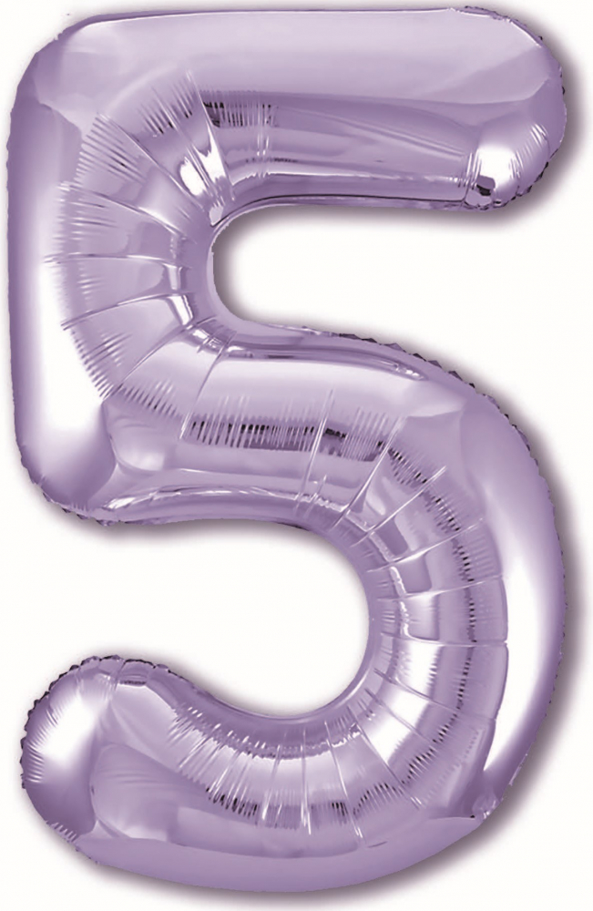 Шар (40''/102 см) Цифра, 5, Slim, Пастельный фиолетовый, в упаковке, Россия