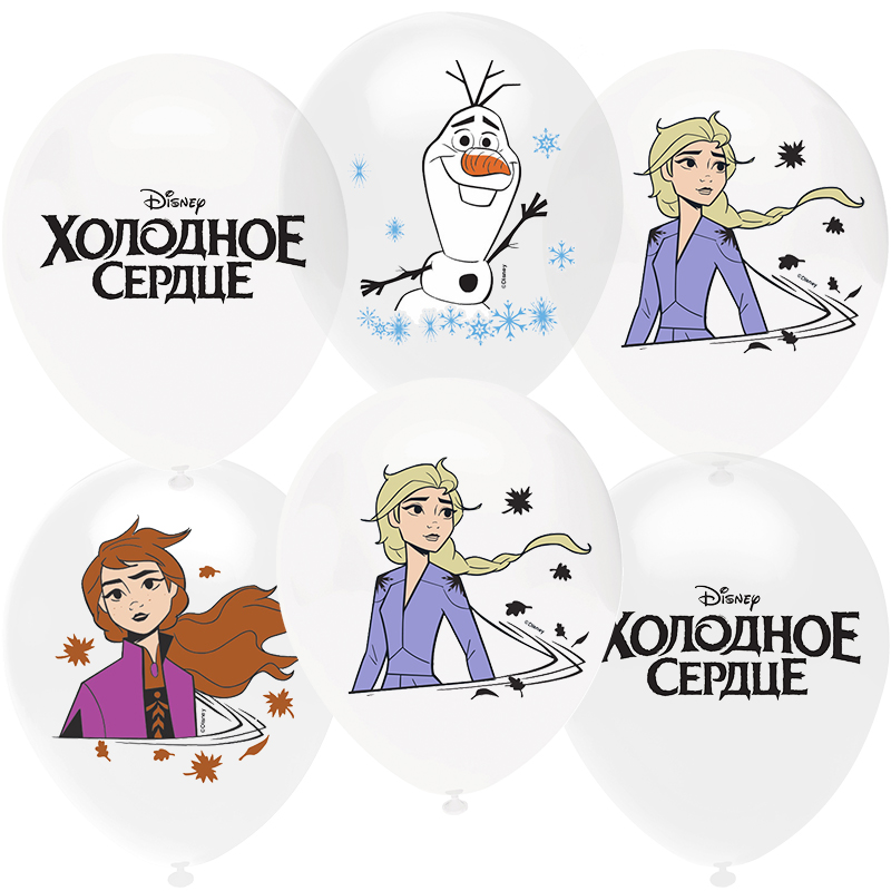 Шар (12''/30 см) Холодное сердце, Белый (200)/Прозрачный (600), кристалл, 1 ст, 25 шт.