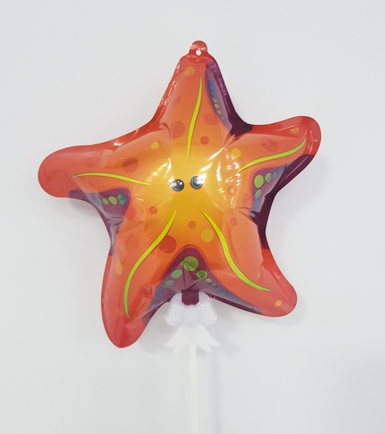 Шар-фигура "Морская звезда" самодув 6" на палочке, 18см