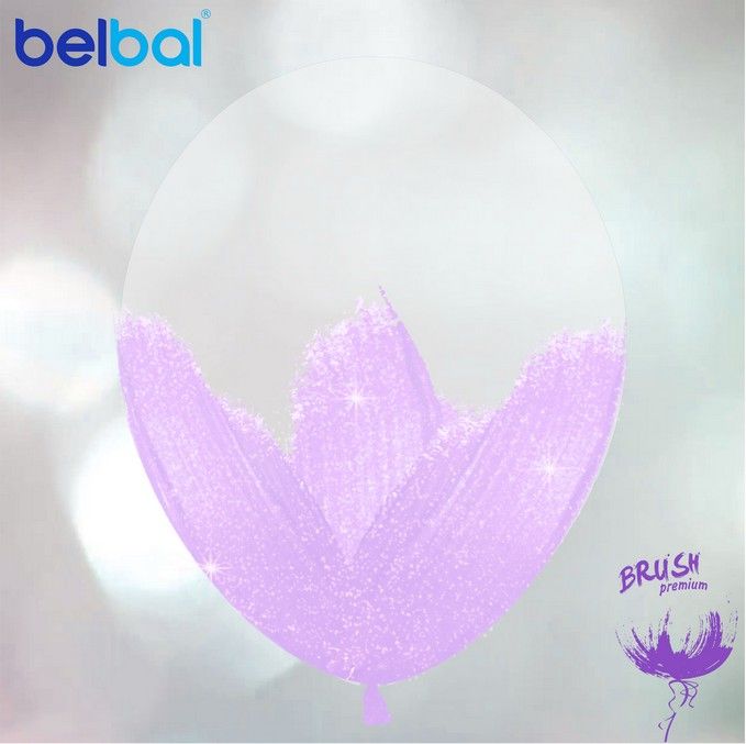 Браш Belbal (14”35 см) Кристалл +фиолетовый макарунс/10 шт
