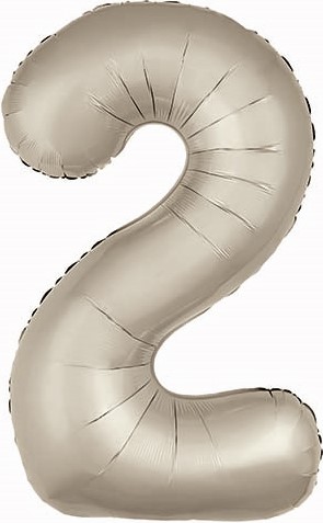Шар (40''/102 см) Цифра, 2 Slim, Кремовый, Сатин, 1 шт.