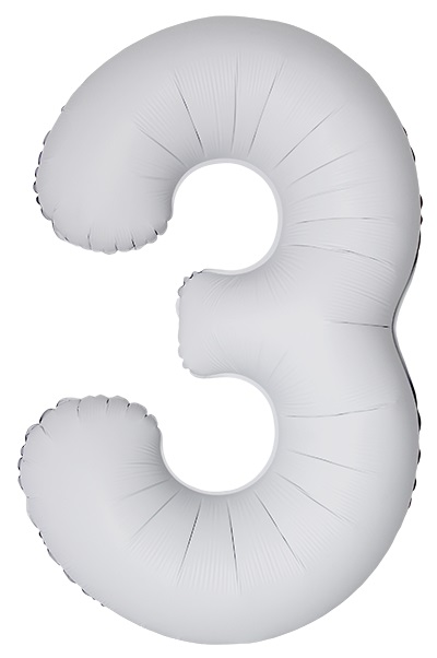 FM Шар (40''/102 см) Цифра, 3 Slim, Белый, Матовый, 1 шт. в уп.
