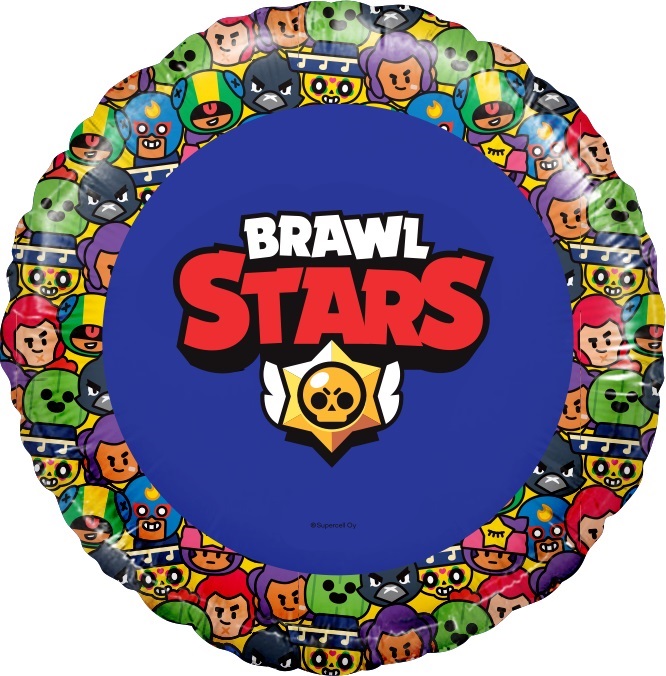Шар (18''/46 см) Круг, Brawl Stars, Бравл Старс Звездные бойцы, дизайн №3, Синий, Россия