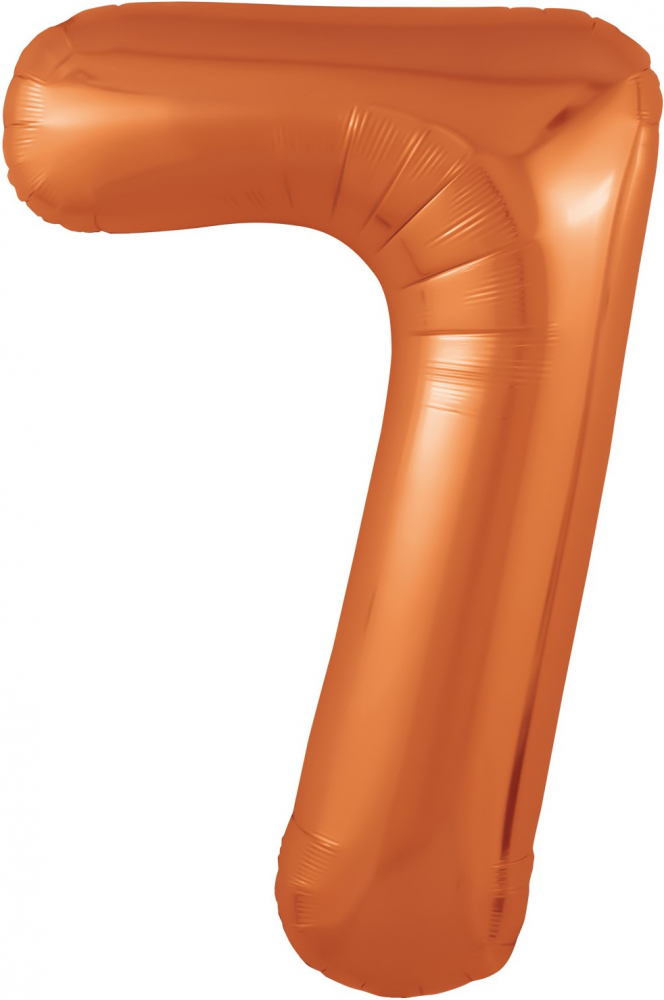 Шар (40''/102 см) Цифра, 7 Slim, Папайя, 1 шт. в упак.