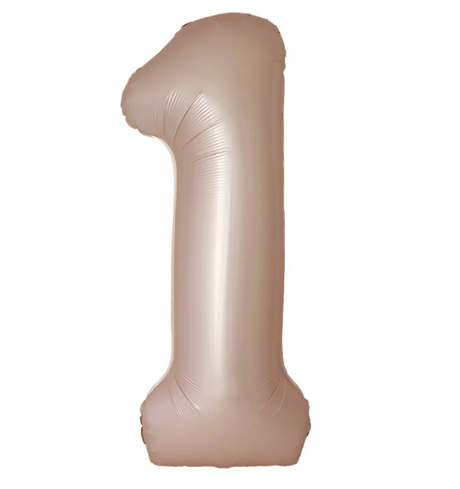 FM Шар (40''/102 см) Цифра, 1 Slim, Звездное Золото, Матовый в уп.