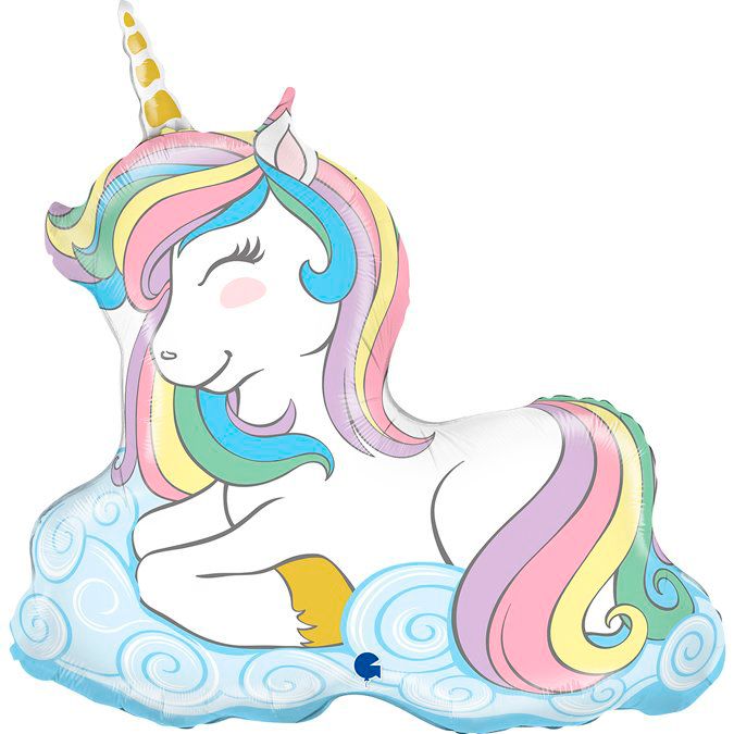 G Шар (34''/86 см) Фигура, Нежный единорог на облаках, 1 шт.																							