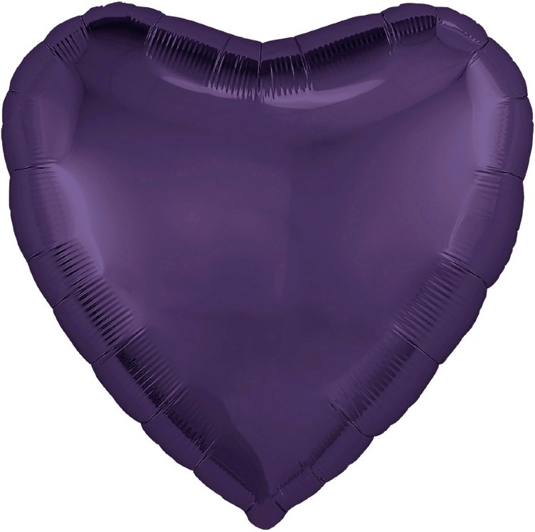 Шар (30''/76 см) Сердце, Темно-фиолетовый, 1 шт. в уп.