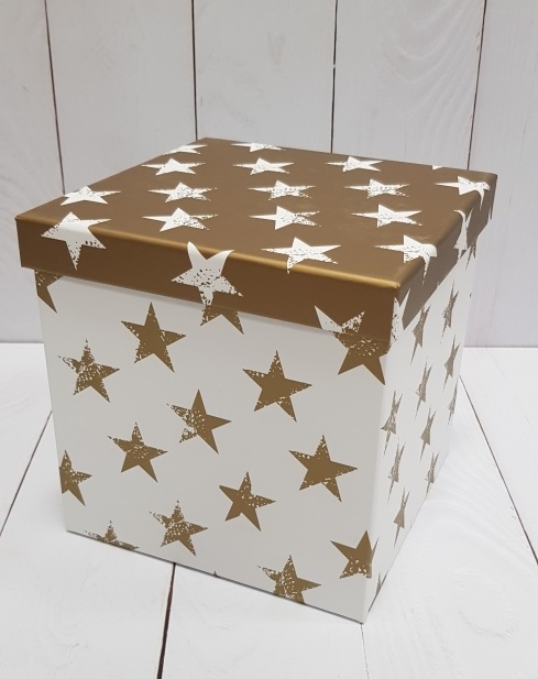 Коробка Звезды Белый/Золото, 16,5*16,5 см.