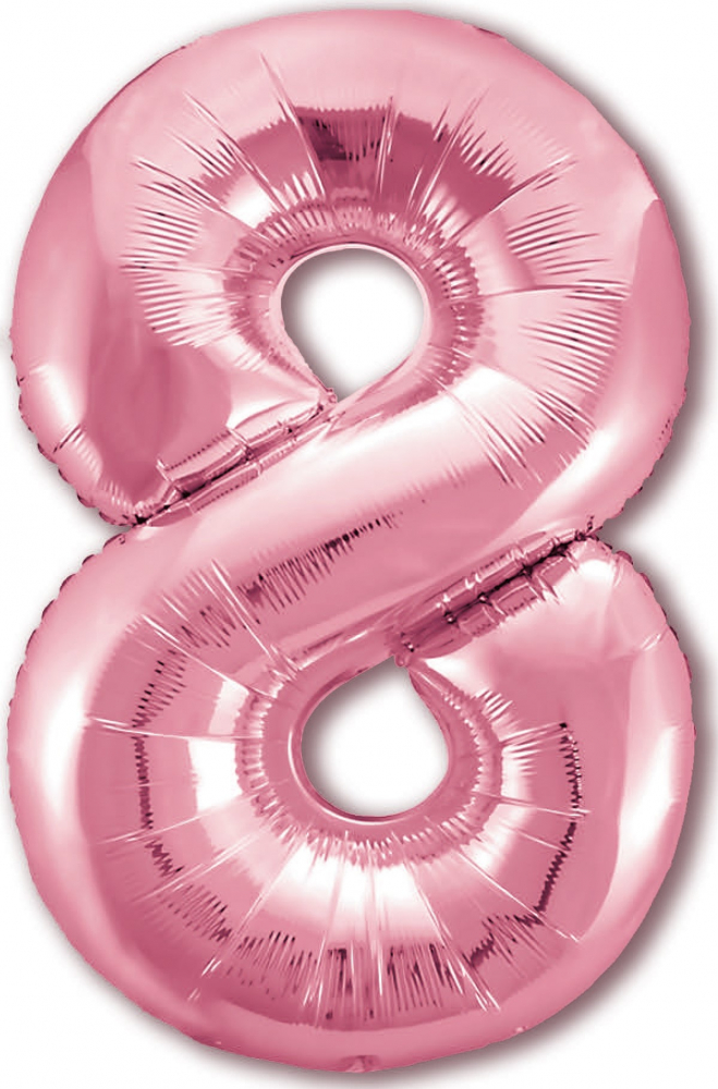 Шар (40''/102 см) Цифра, 8, Slim, Фламинго, в упаковке, Россия