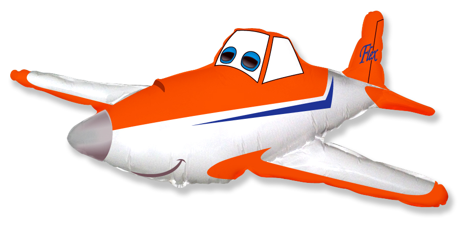 FM Шар (41''/104 см) Фигура, Гоночный самолет, Оранжевый