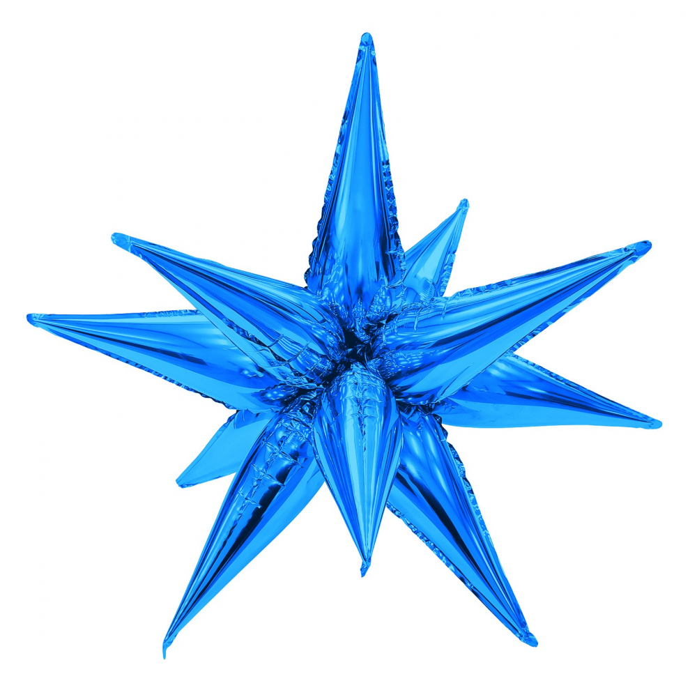 Шар 3D (26''/66 см) Звезда, Составная, Синий, 1 шт. в уп.