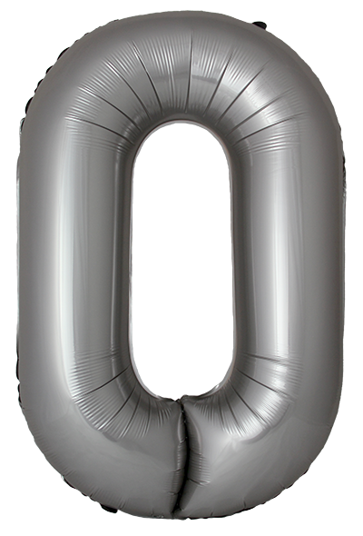 FM Шар (40''/102 см) Цифра, 0 Slim, Лунное Серебро, Матовый, 1 шт. в уп.