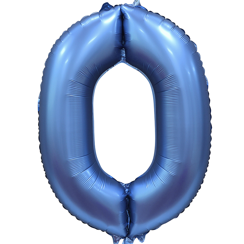 Шар (34''/86 см) Цифра, 0, Синий, Сатин, в упаковке 1 шт., Китай