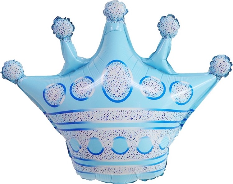 Шар (16''/41 см) Мини-фигура, Корона, Голубой, 1 шт., Китай