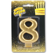 Свеча-цифра "8" Золотая 8cm/V
