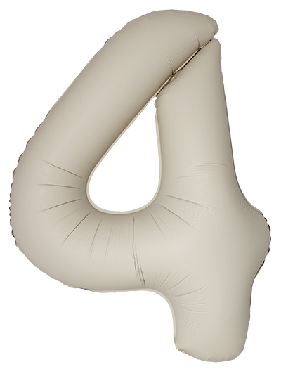 FM Шар (40''/102 см) Цифра, 4 Slim, Кремовый Латте, Матовый, 1 шт. в уп.