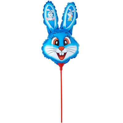 Шар (13''/33см) Мини-фигура, Кролик голубой на палочке