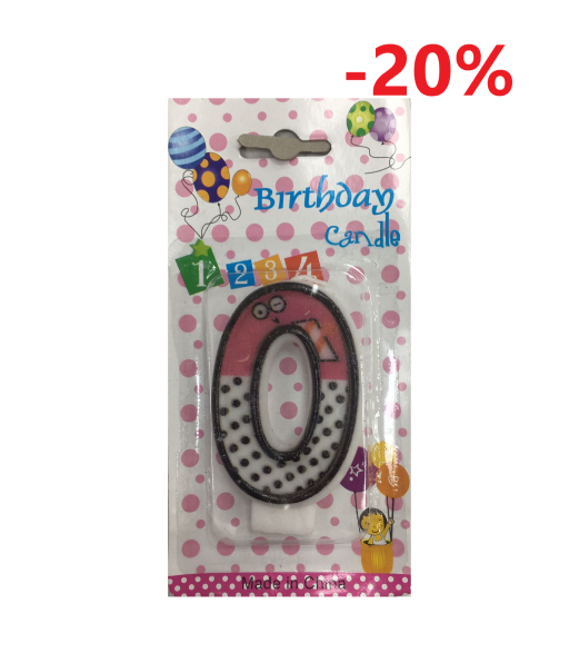 Свеча цифра "0" микс, смешные лица, 6см.