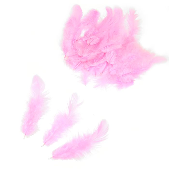Перья цветные 8-10см розовые (100 шт./уп.)