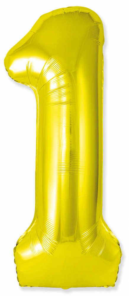 FM Шар (40''/102 см) Цифра, 1 Slim, Золото, 1 шт. в уп.