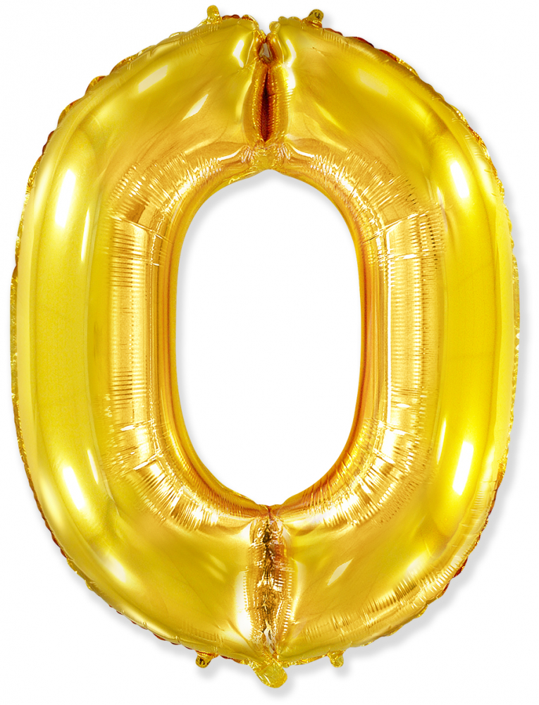 FM Шар (40''/102 см) Цифра, 0, Золото, 1 шт.