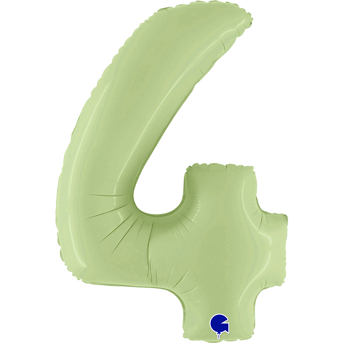 G Шар (40''/102 см) Цифра, 4, Оливковый, Сатин, 1 шт.
