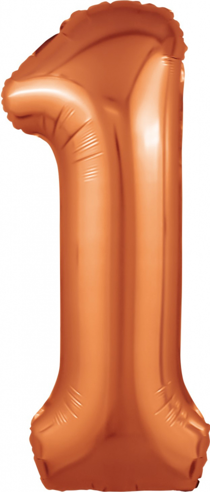 Шар (40''/102 см) Цифра, 1 Slim, Папайя, 1 шт. в упак.