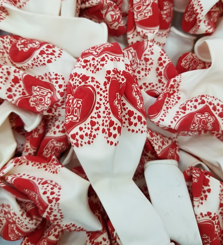 Шар (12''/30 см) Любовная тематика, шелкография, Белый, 5 шт.