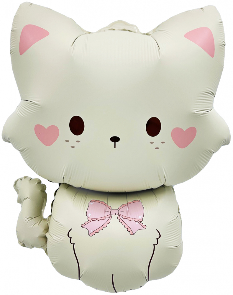 Шар (28''/71 см) Фигура, Кошечка с бантиком, 1 шт. в уп.